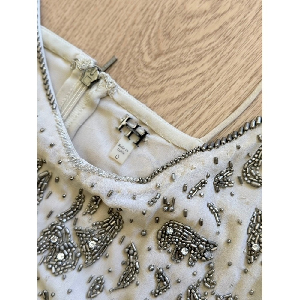 Haute Hippie Beaded Fringe Mini Dress Cream Silver Gold Flapper‎ Style Size 0 - Picture 9 of 12